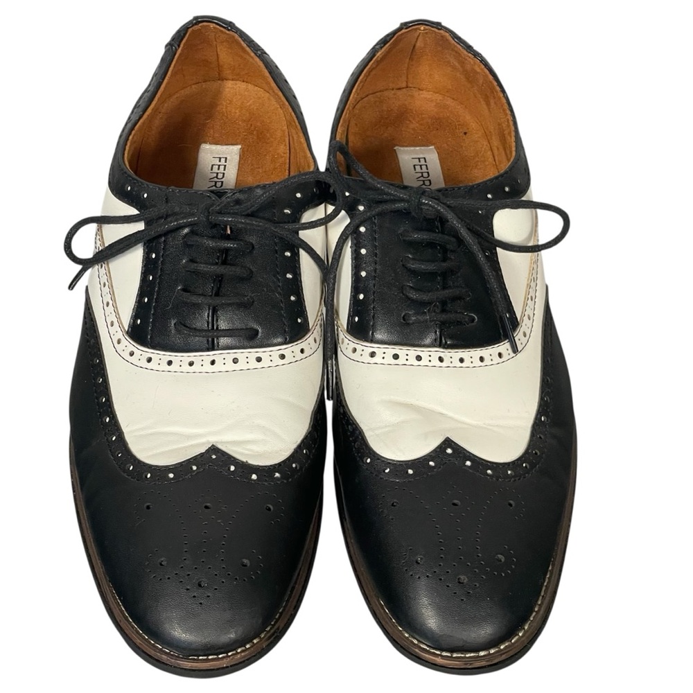 Ferro Aldo Mens Arthur Black White Spats Oxford Lace Up Dress Shoes Sz 8